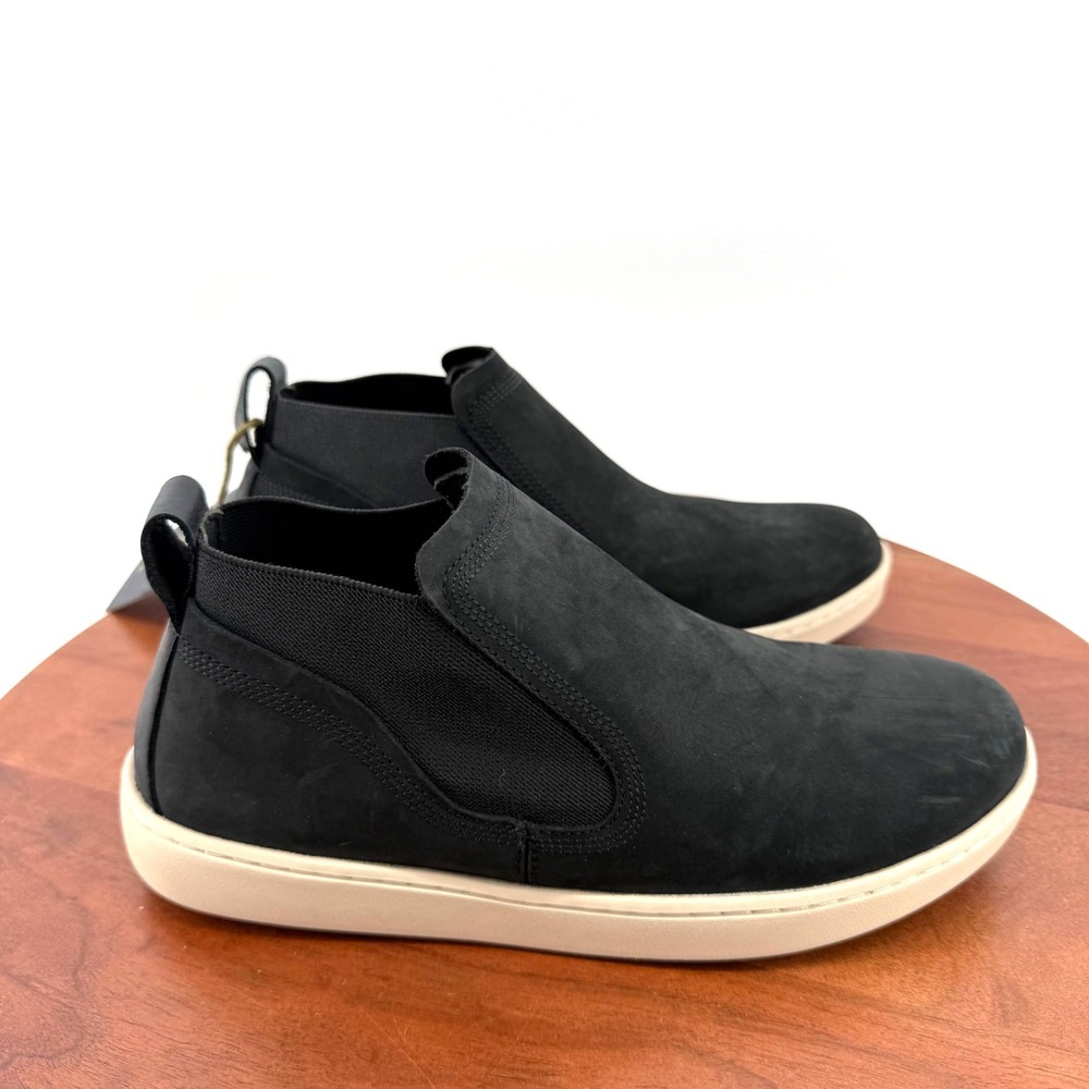 OluKai Pehuea Mid Women Black Leather Chelsea Slip-On Sneaker Boot 9.5